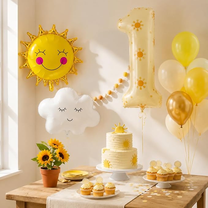 1st Birthday Sunshine Balloon Set, Number 1 Sun Party Decorations | DIY number - Image 2