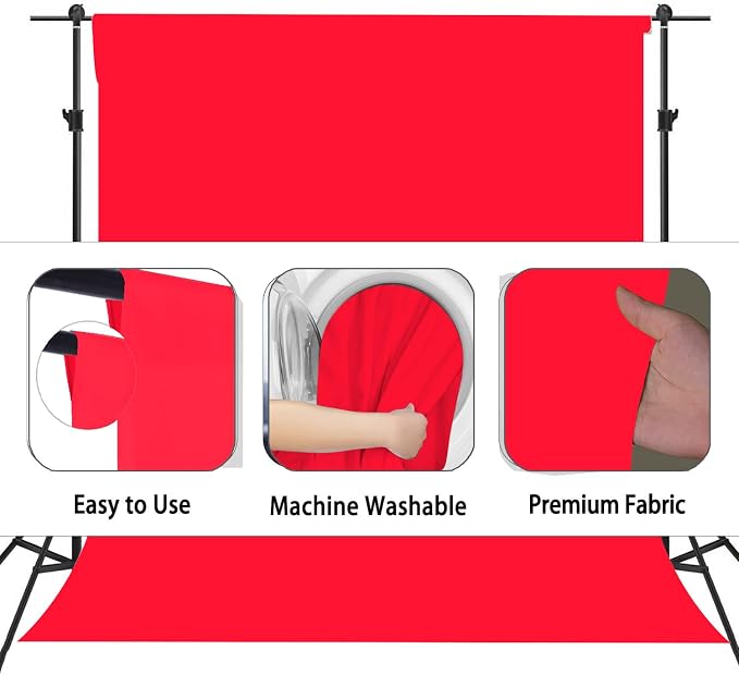 Red Photography Backdrop for Photoshoot, Fabric 5x7ft | Versatile Studio Photo - Image 6
