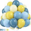 Dusty Blue and Yellow Balloons, 12Inch Slate Pastel Light Blue and Yellow by Froova