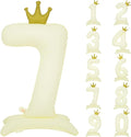Standing White Crown Number 7 Balloon 40In Retro White Crown 7 Balloon | by YOIOZAIZAI