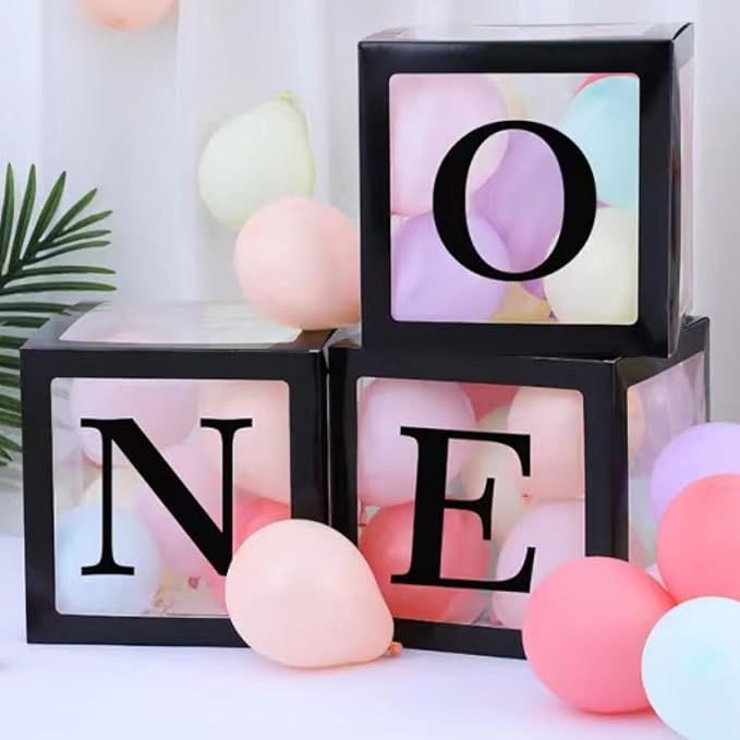 Black One Boxes for 1st Birthday, One Balloon Box - Image 2