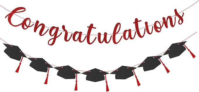 Class of 2026 Graduation Decorations Pre-Strung Glitter Congratulations Banner by Unknown