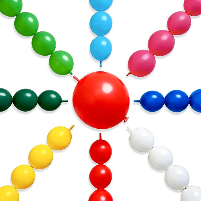PartyWoo Rainbow Linking Balloons 100pcs 6 Inch Multicolor Link Balloons | by PartyWoo