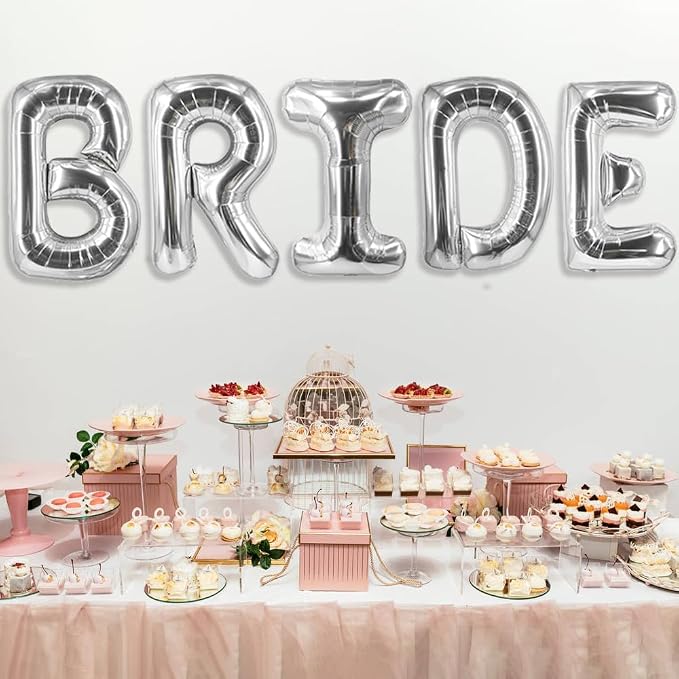 40 Inch Bride Balloons Silver Bridal Shower Balloon Bachelorette Balloons - Image 4