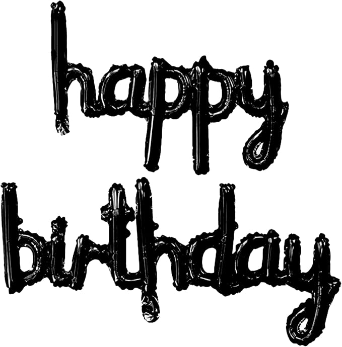 Black Happy Birthday Balloons Banner 16 Inch Mylar Foil | Happy Birthday by Unknown