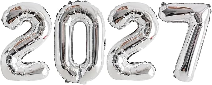 Silver 2027 Foil Number Balloons by GOER
