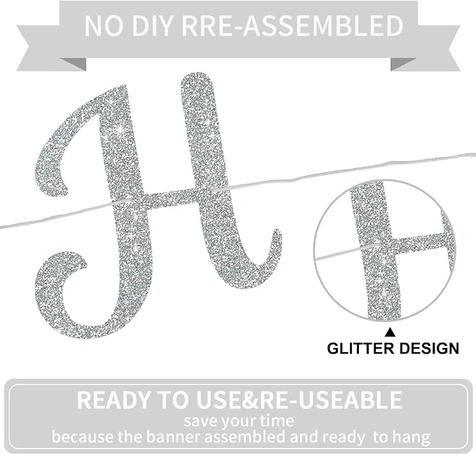 BEISHIDA Glitter Happy Engagement Banner-No DIY, Engagement Party Decorations - Image 3