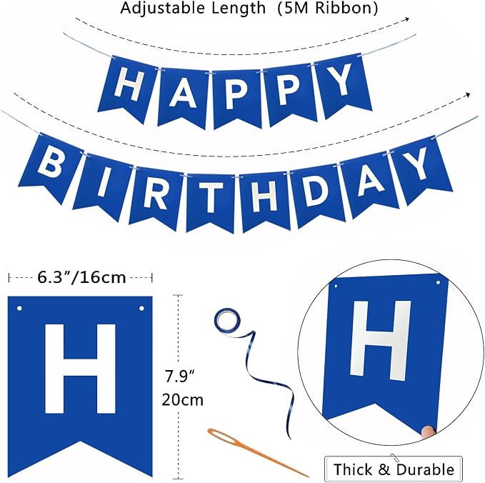 Happy Birthday Banner, Birthday Flag Bunting - Image 3