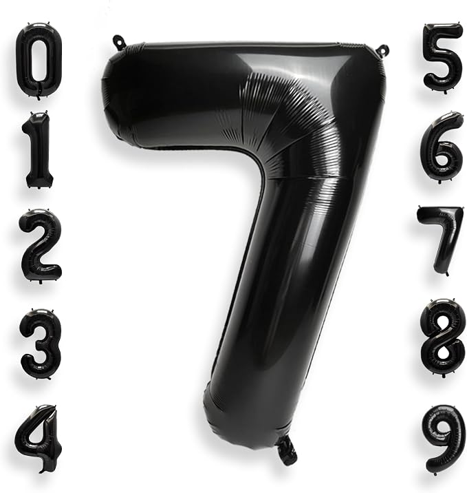 AULE 40 Inch Black Number Balloon 7 Foil 0-9 Birthday Big Numbers | Birthday by AULE