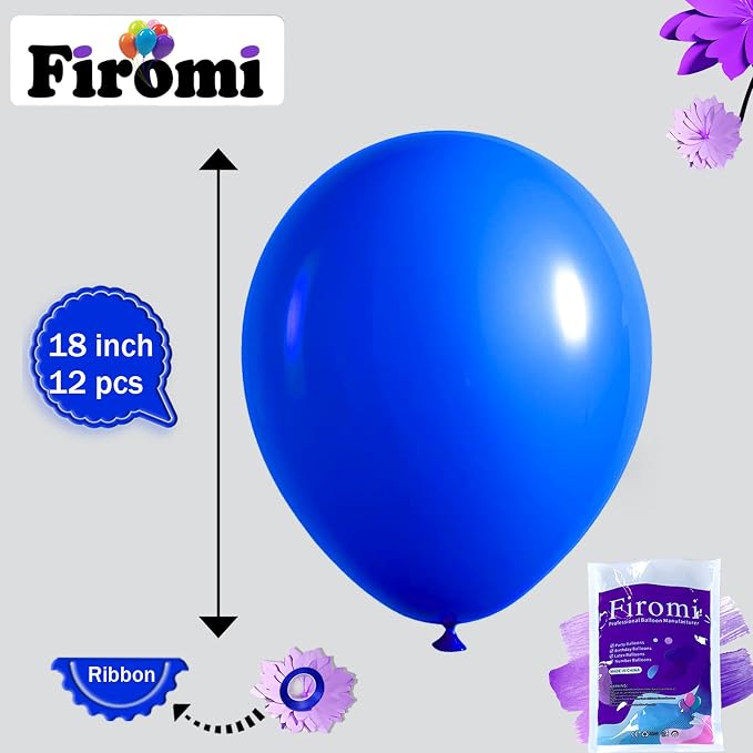 Firomi Royal Blue Balloons 18-inch 12 Pack Large Thicken | Helium Big Blue - Image 2
