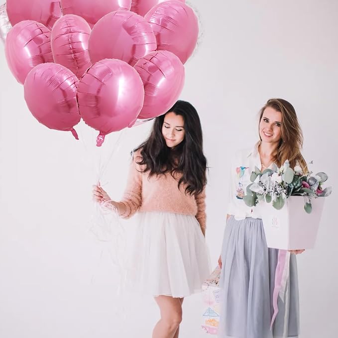 TONIFUL 30Pcs 18 Inch Round Balloons Large Pink Round Shape Foil Ballons Big - Image 4