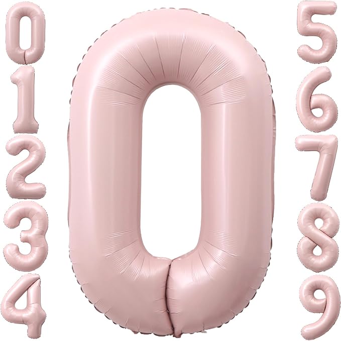 40 Inch Light Pink Number 0 Balloon 0-9 0th Foil Big Giant | Digital by SULALABOO