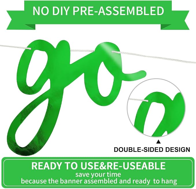BEISHIDA Bright Green Pre-Strung Go Shawty It's Your Birthday Banner Decor | - Image 3