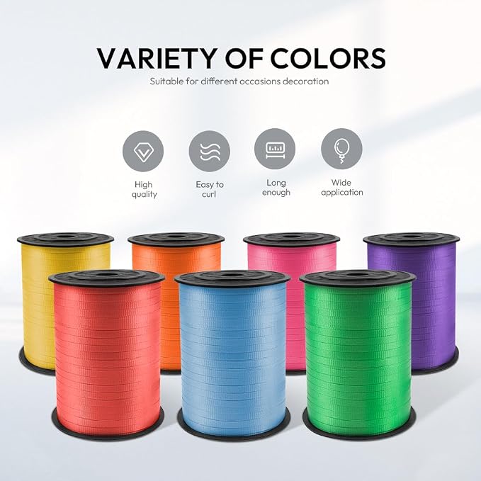 600 Yards White Crimped Curling Ribbon, 1/5" Balloon String | Balloon Ribbon - Image 5