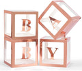 Voircoloria Baby Boxes with Letters, Rose Gold, 4 Transparent Balloon Boxes | by Voircoloria