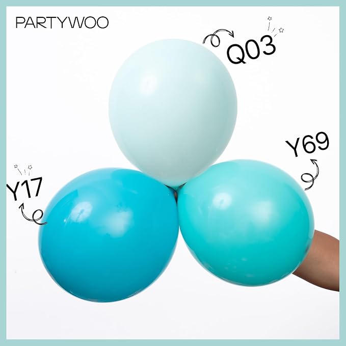 PartyWoo Teal Balloons 127pcs Turquoise Latex Balloons Different Sizes | 36 18 - Image 4