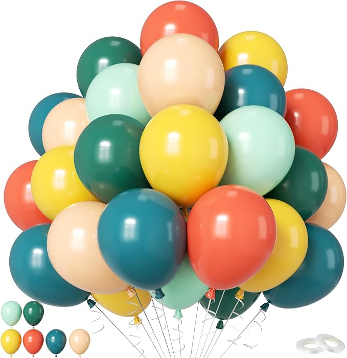 Colorful Balloons, Retro Boho Carnival Rainbow Baby Shower Sun Party Decorations by FunHot