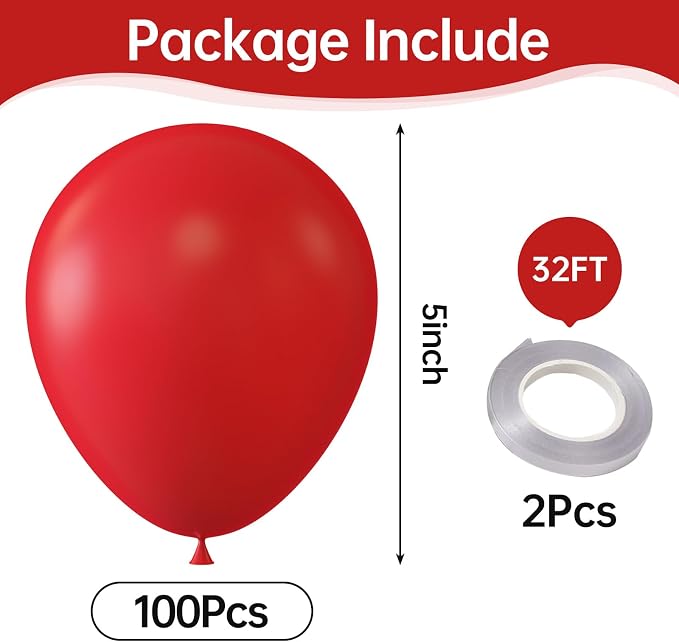 Red Balloons, Birthday Decoration, Wedding Party, Baby Shower Decorations - Image 2