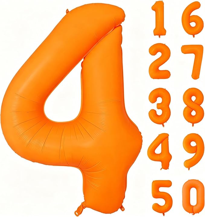 Fluorescent Orange Number Balloon 40 inch Giant Foil Helium Balloons Orange by Yeodong