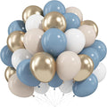 Dusty Blue Beige Balloons, 12 Inch Fog Blue Sand White Balloons by Paeyeq