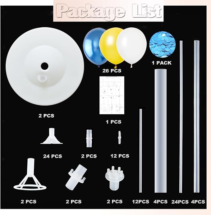 HIINS Gold Blue Balloon Tower Stand Kit Set of 2 - Image 2