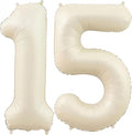 Cream 15 Balloon Number 40 Inch Cream Number 15 Balloon Helium Mylar Balloons by BBPOOL
