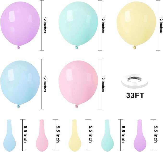 KBZVNAF Pastel Latex Party Balloons 50 Pack 12 inch | Multicolor Macaron Helium - Image 2