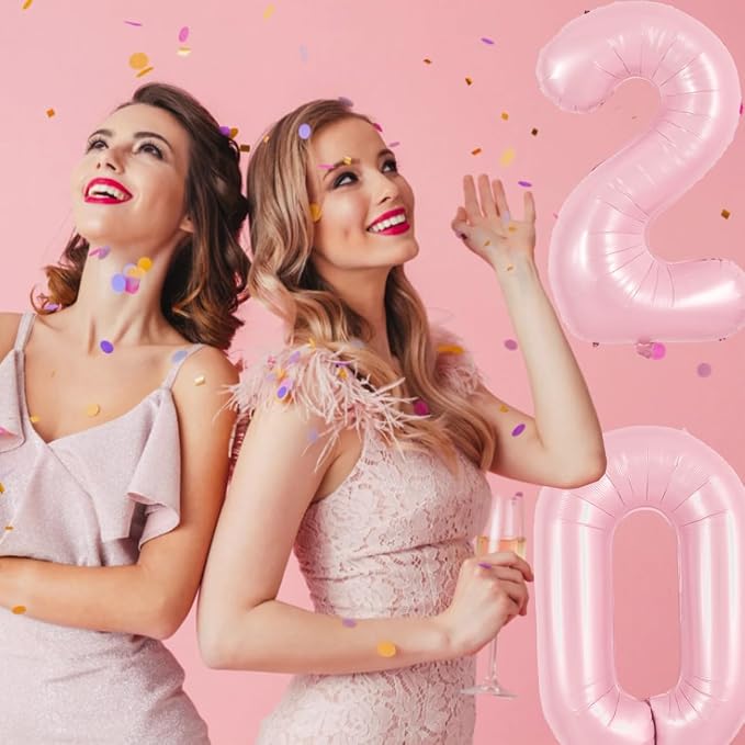 TONIFUL 40 Inch Pastel Pink Number 0 Balloons Large Foil Birthday Decor | Light - Image 5