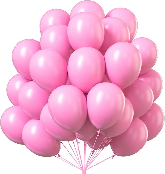 PartyWoo Pink Balloons 101pcs Pink Matte Latex Helium Balloons 12 Inch | Girl by PartyWoo