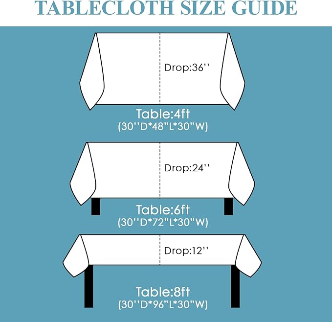 VidaFete Tablecloth 60 * 120inch 6pack Rectangle Table Cloth Polyester, Stain Wrinkle Resistant Dining Table Cover for Kitchen Dinning Party Wedding Rectangular Tabletop Buffet Decoration(White)