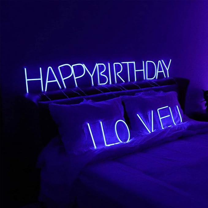 ENUOLI Blue Neon Letter Sign - Battery/USB Powered LED Alphabet Neon Art Lights for Wedding, Birthday, Christmas, Home Bar Decoration (A)