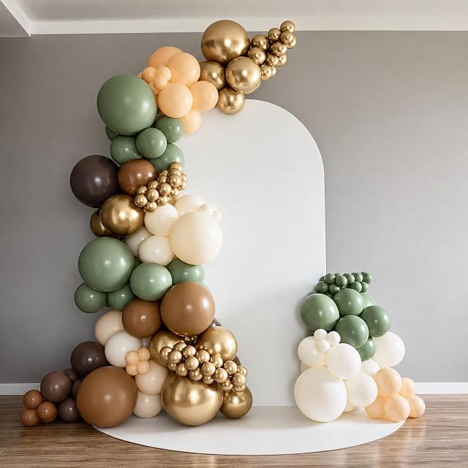 Green and Brown Balloons for Woodland Baby Shower Birthday Party Decoration | - Image 5