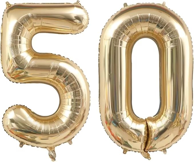 50 Balloon Number, 40 Inch Light Gold 50 Balloon Numbers, 50th Birthday Balloons by Unknown