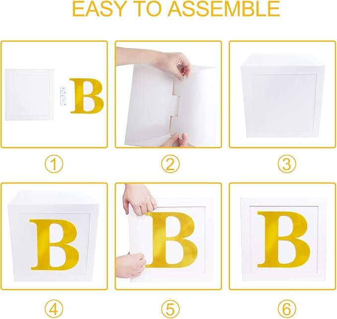 QIFU Baby Shower Decorations 4pcs Baby Balloon Boxes Blocks - Image 7
