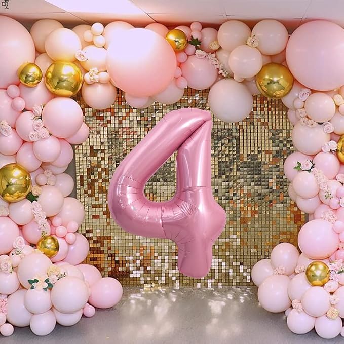 TONIFUL 40 Inch Pink Number 4 Balloons Large Foil 4th Birthday Decorations | - Image 4