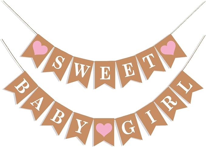 Sweet Baby Girl Banner, Paper Baby Shower Banner by SUWOW