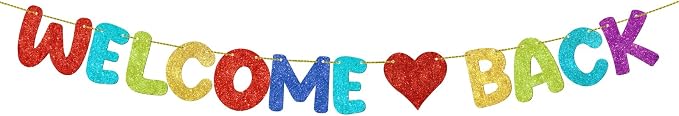 Fulmoon Pre Strung Welcome Back Glitter Banner First Day of School Party by Fulmoon