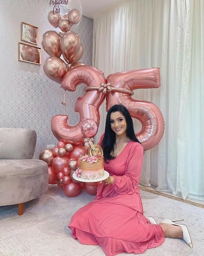 5 Balloon Numbers Party Decorations, 40In Pearl Pink Balloons - Image 3
