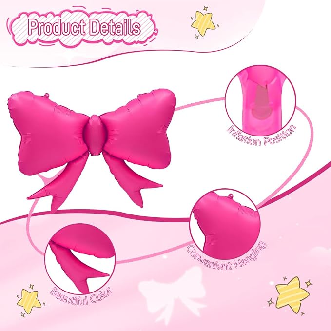6pcs Jumbo Oversized Ribbon Balloons Coquette Bow Balloons Bow Party Coquette - Image 4