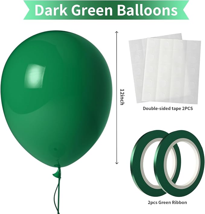 Dark Green Balloons 100 Pack 12 Inch Forest Green Extra Thick Latex Party - Image 2