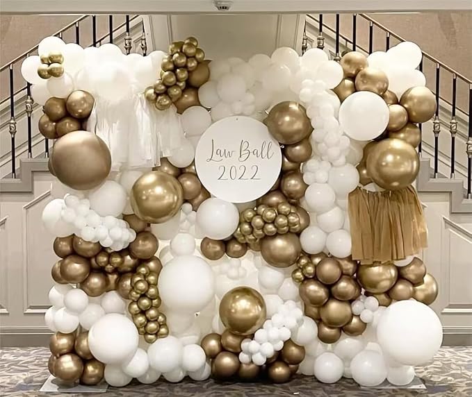 143 Pack Gold White Champagne and Pearl Balloons Garland & Arch Kit-Small and - Image 4