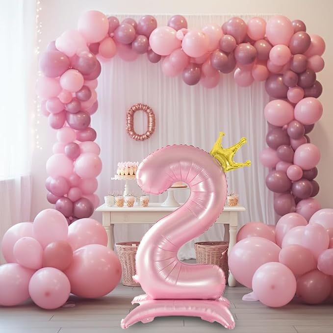 42 Inch Crown Pink Number Balloon, Number 7 Balloon - Image 3