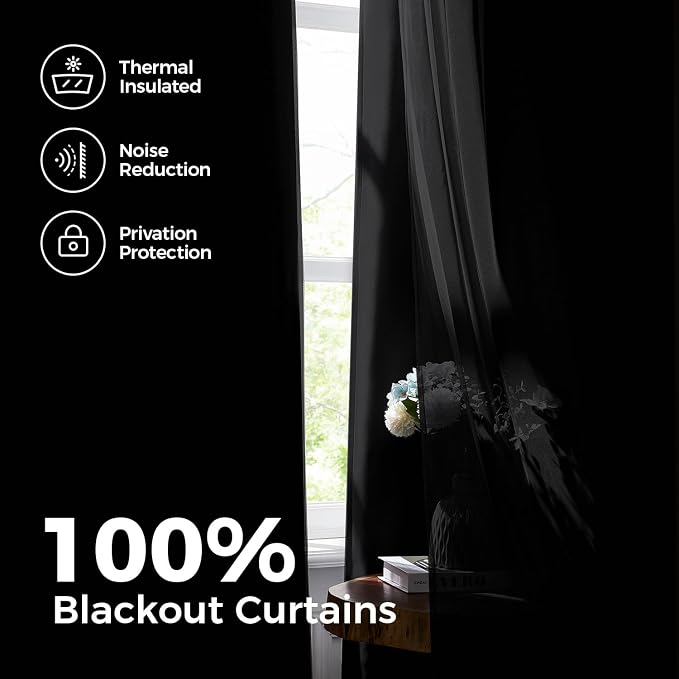 100% Blackout Curtains for Bedroom, Double Layer Black Curtains, Room Darkening - Image 3