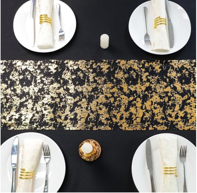 Snowkingdom Black and Gold Table Runner 49 Feet 588 inches Golden Metallic - Image 5