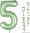 Sage Green 5 Balloons, Self Inflating Digit 5 Balloons by Lingqiang