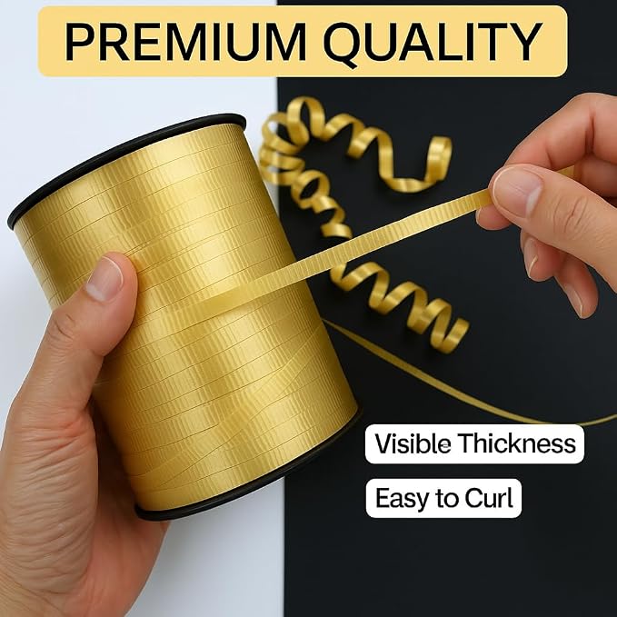 500 Yards Gold Curling Ribbon – Waterproof Balloon Ribbon - Image 2
