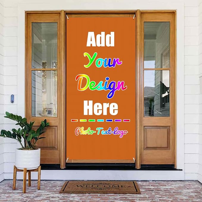 Custom Door Cover Banner, Chocolate | Personalize, Photo Text Logo Name by ZOLRITH