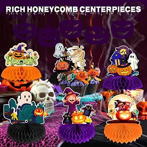 12 Pack Halloween Honeycomb Centerpieces Table Decorations,Pumpkin Ghost Witch Cat Tombstone and More Halloween Elements for Halloween Party Favors Supplies,Cute Party Home Room Table Desk Decor - Image 5