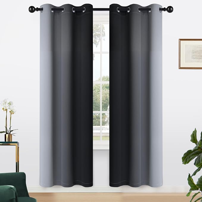 Yakamok Ombre Curtains Black and Greyish White - Image 2