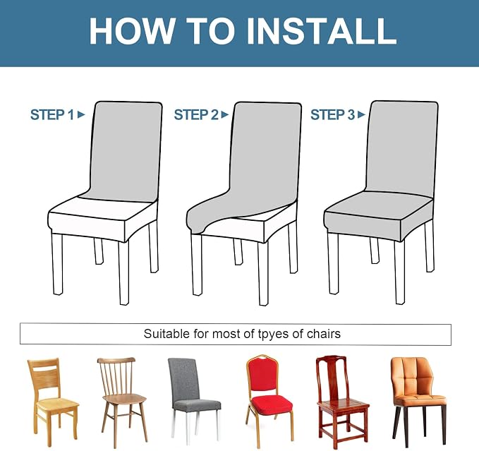 Waterproof Dining Chair Covers Set of 2 Parsons Chair Slipcovers | Double - Image 5